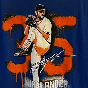 Baseball Men’s Graphic Tee - Blue and Orange size Large